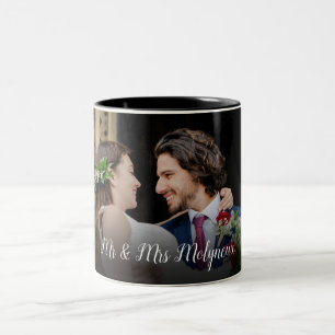 Tasse 2 Couleurs Photo de mariage personnalisée M. et Mme