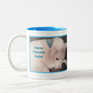 Tasse 2 Couleurs Photo de mignon chien paisiblement reposant Bleu P
