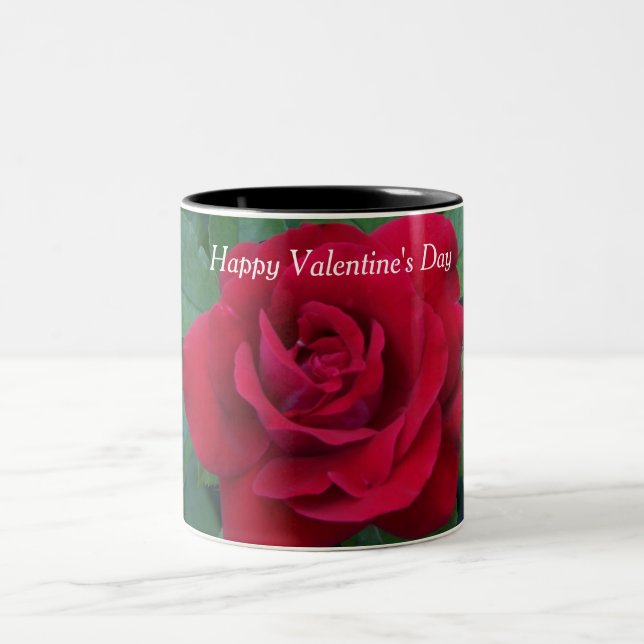 Tasse 2 Couleurs Photo de rose rouge (Centre)