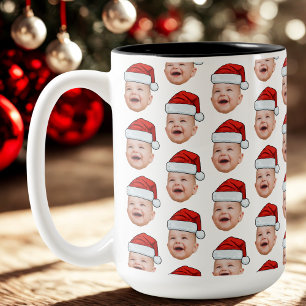 Tasse 2 Couleurs Photo de visage de bébé personnalisé Noël du Père 