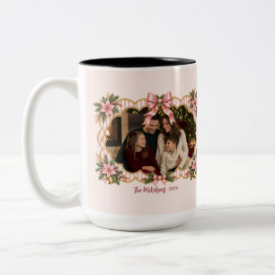 Tasse 2 Couleurs Photo Élégant Rose Noël Coquette Fêtes