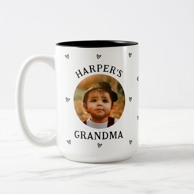 Tasse 2 Couleurs Photo Enfant personnalisée Meilleure grand-mère ja (Gauche)