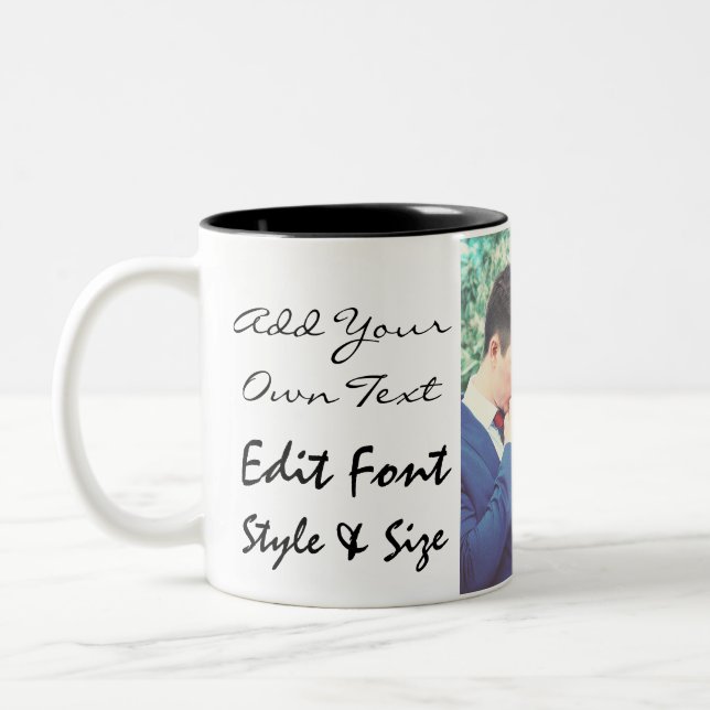 Tasse 2 Couleurs photo et texte (Gauche)