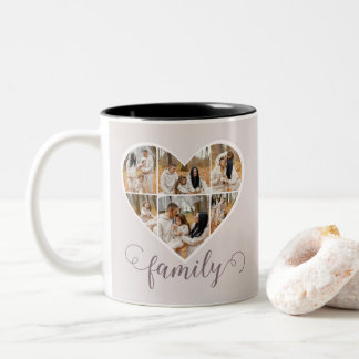 Tasse 2 Couleurs Photo FAMILLE Moderne Collage Love Script Heart