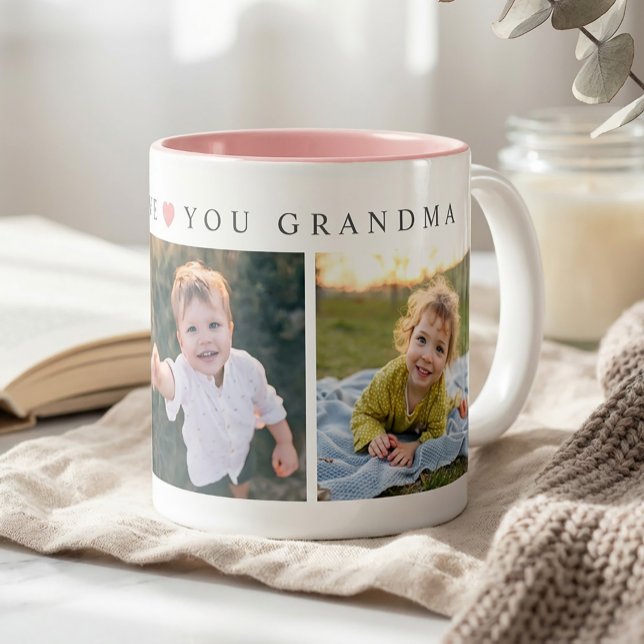Tasse 2 Couleurs Photo Love You Grandma (Créateur téléchargé)