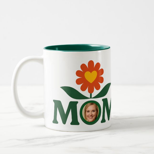 Tasse 2 Couleurs Photo Maman Flower Heart (Gauche)