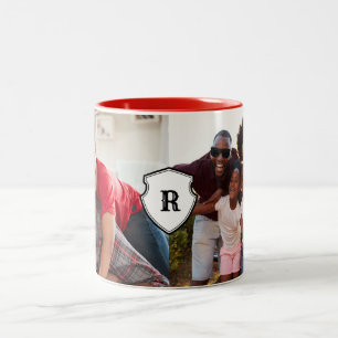 Tasse 2 Couleurs Photo Monogramme Shield Crest Papa