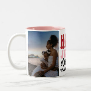 Tasse 2 Couleurs Photo personnalisée Holly Jolly Tante Noël rétro