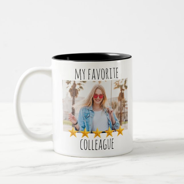 Tasse 2 Couleurs Photo personnalisée Mon collègue favori 5 étoiles (Gauche)