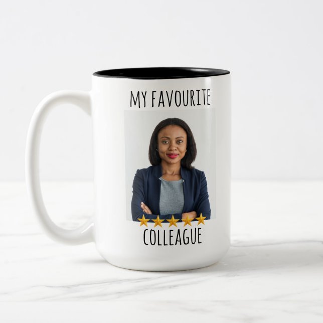 Tasse 2 Couleurs Photo personnalisée Mon collègue favori 5 étoiles (Gauche)