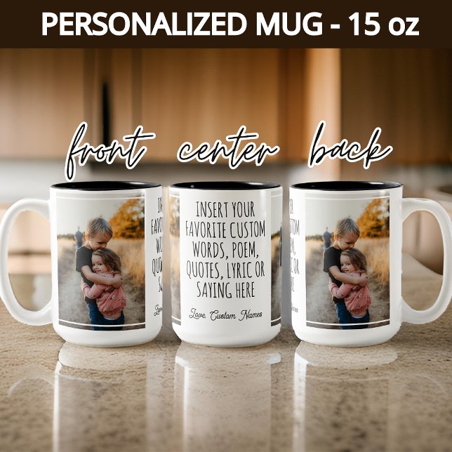 Tasse 2 Couleurs Photo personnalisée & Mots Mug, Cadeau pour elle & (custom name mug, graduation gift, bridesmaid gift, bridesmaid proposal mug, baby shower gift)