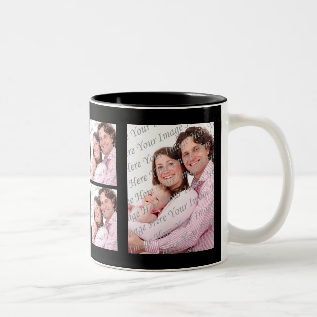 Tasse 2 Couleurs Photo personnalisée Musique noire (Droit)