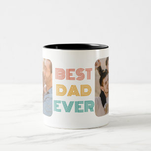 Tasse 2 Couleurs photo retro best papa jamais personnalisée
