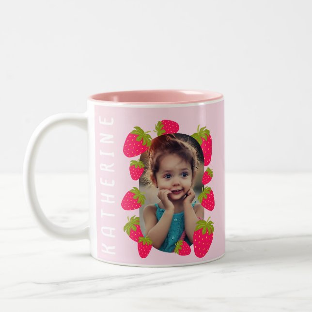 Tasse 2 Couleurs Photo rose fraise (Gauche)