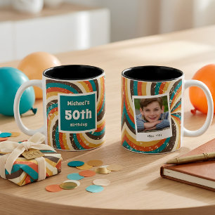 Tasse 2 Couleurs Photo vintage pour 50e anniversaire rétro