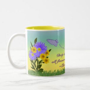 Tasse 2 Couleurs Photos fleurs sauvages et En vichy papillons Viole