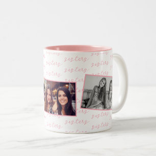 Tasse 2 Couleurs Photos personnalisés des sœurs roses