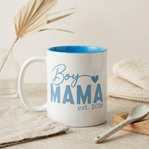 Tasse 2 Couleurs Phrase de Maman de Garçon Cœur Année Établie Minim