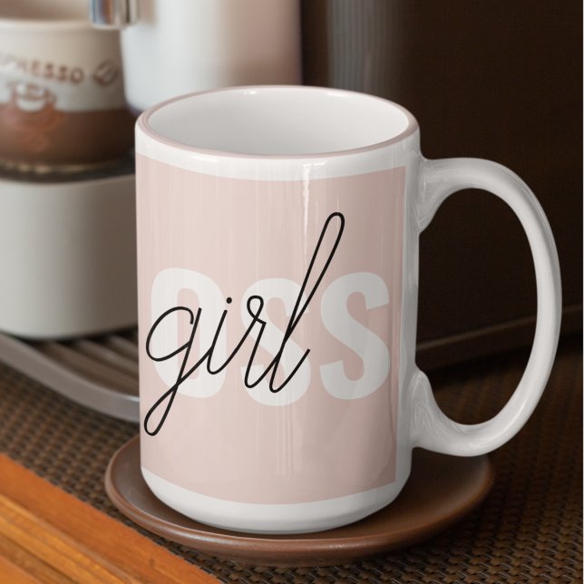 Tasse 2 Couleurs Phrase moderne Pastel Rose fille Boss Phrase (Créateur téléchargé)