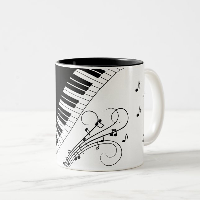 Tasse 2 Couleurs Piano Keyboard Music Design (Devant droit)