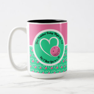 Tasse 2 Couleurs Pickleball Classement Valentine Coeur rose Turquoi