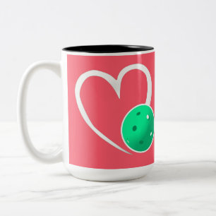 Tasse 2 Couleurs Pickleball Classement Valentine Coeur rose Turquoi