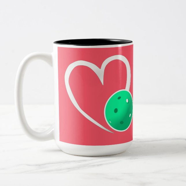 Tasse 2 Couleurs Pickleball Classement Valentine Coeur rose Turquoi (Gauche)
