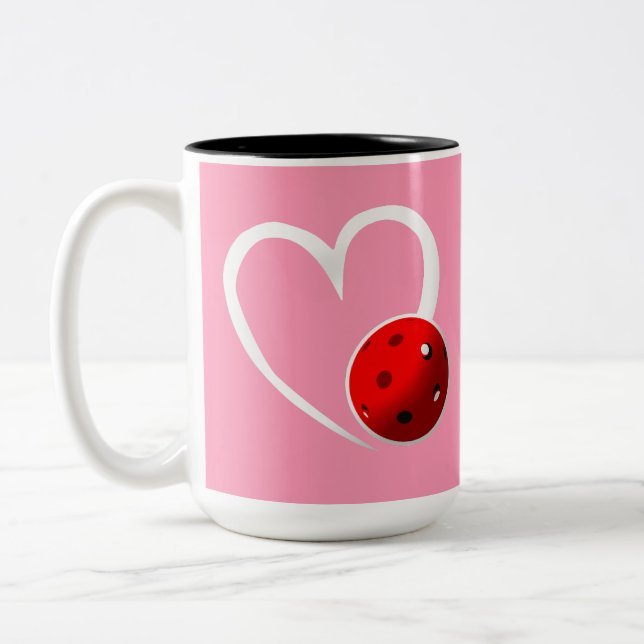Tasse 2 Couleurs Pickleball Classement Valentine Coeur Rouge Rose (Gauche)