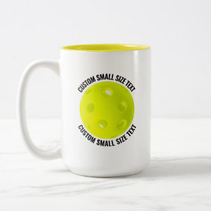 Tasse 2 Couleurs Pickleball & Petit Texte JAUNE 15oz Personnalisé