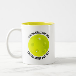 Tasse 2 Couleurs Pickleball & Petit Texte JAUNE 325ml Personnalisé