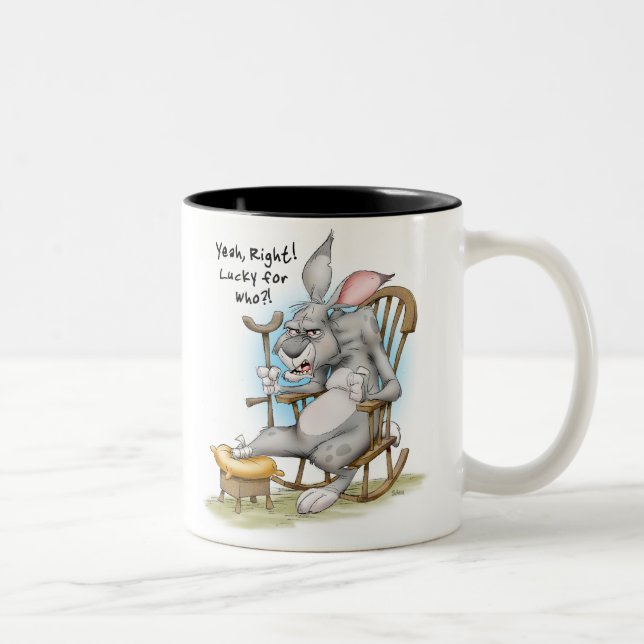 Tasse 2 Couleurs Pied de lapins chanceux (Droit)