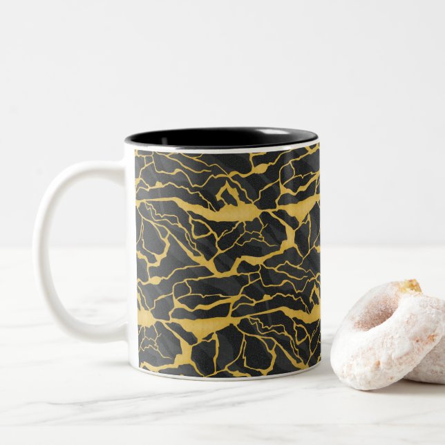 Tasse 2 Couleurs pierre veinée abstraite (Avec donut)