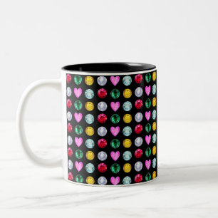 Tasse 2 Couleurs Pierres précieuses multicolores élégantes sur fond