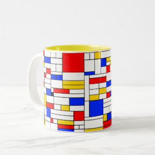 Tasse 2 Couleurs Piet Mondrian Style Art Abstrait