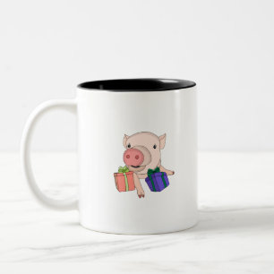 Tasse 2 Couleurs Pig Jouer avec des boîtes cadeaux