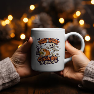 Tasse 2 Couleurs Piggy Sprint Halloween Course de squelette pour