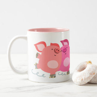 Tasse 2 Couleurs Pigs De Patinage À Rouls De Carton Cute