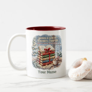 Tasse 2 Couleurs Pile de livres de chapitre favoris enneigés