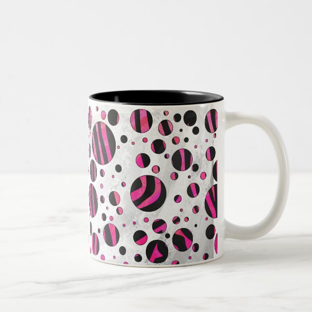 Tasse 2 Couleurs Piloka Dot Zebra noir et rose chaud (Droit)