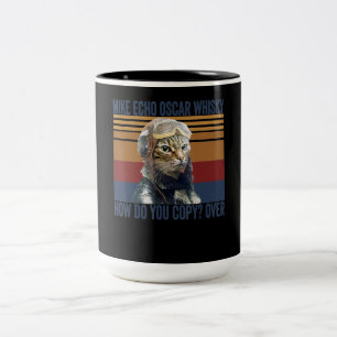 Tasse 2 Couleurs Pilote de chat Mike Echo Oscar Whisky Costume cade