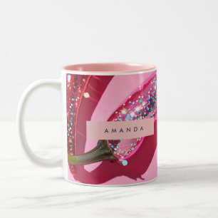 Tasse 2 Couleurs Piment Personnalisé Pailleté Rose Foncé Brillante