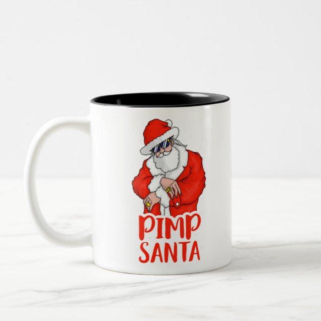 Tasse 2 Couleurs Pimp santa claus inapproprié noël adulte (Gauche)