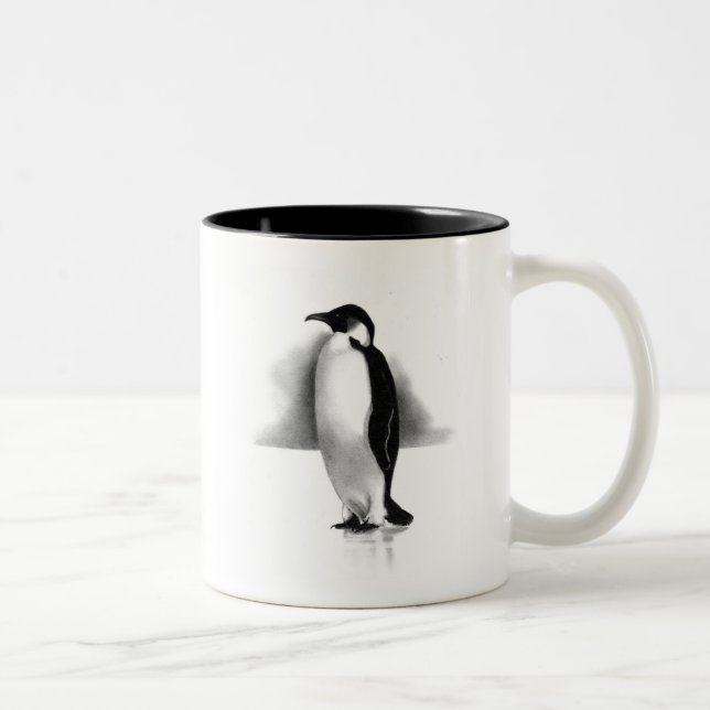 TASSE 2 COULEURS PINGOUIN AU CRAYON : ART DE RÉALISME (Droit)
