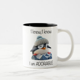 Tasse 2 Couleurs Pingouin Cute /Je Sais Que Je Suis Adorable