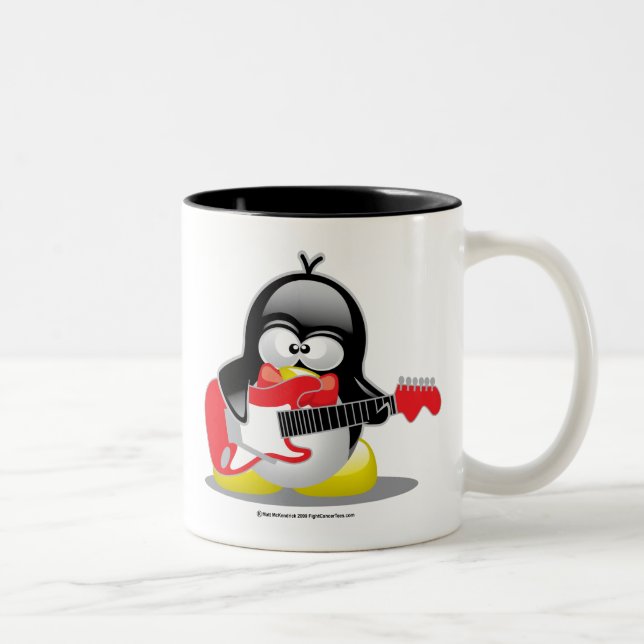 Tasse 2 Couleurs Pingouin de guitare électrique (Droit)