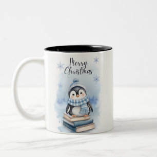 Tasse 2 Couleurs Pingouin de Noël aquarelle