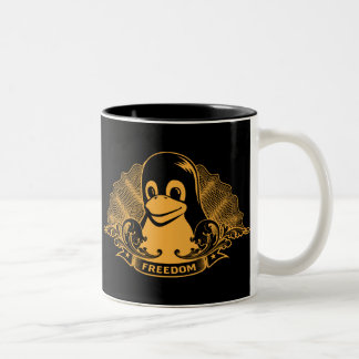 Tasse 2 Couleurs Pingouin de Tux - (Linux, Open Source, Copyleft,