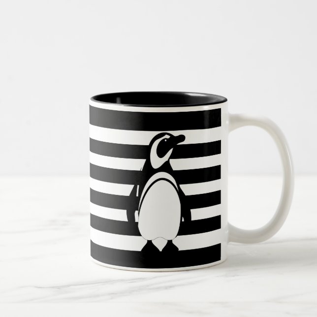 Tasse 2 Couleurs Pingouin et rayures (Droit)