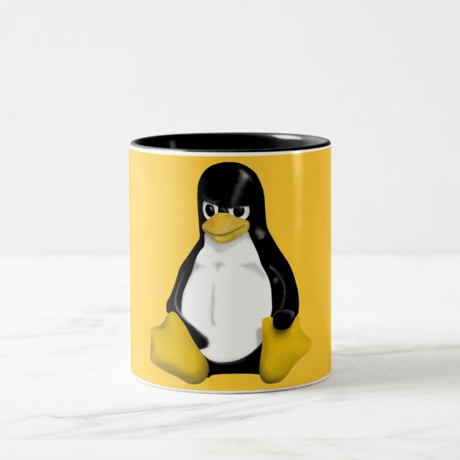 TASSE 2 COULEURS PINGOUIN FÂCHÉ DE LINUX TUX (Centre)