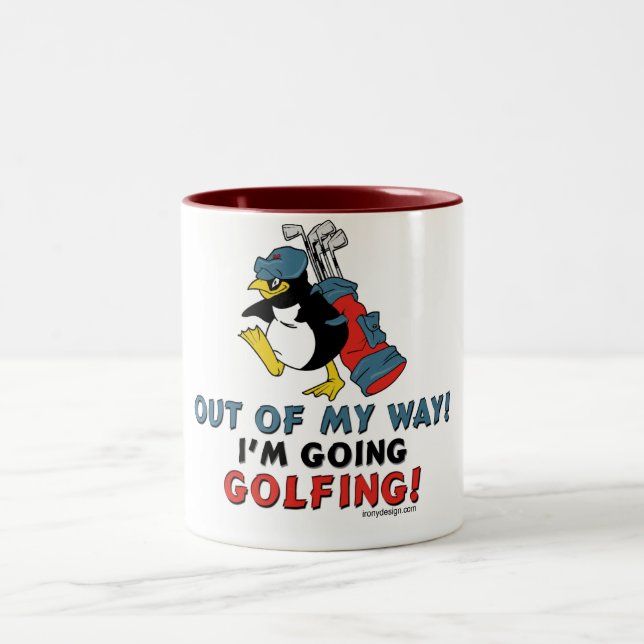 Tasse 2 Couleurs Pingouin jouant au golf (Centre)